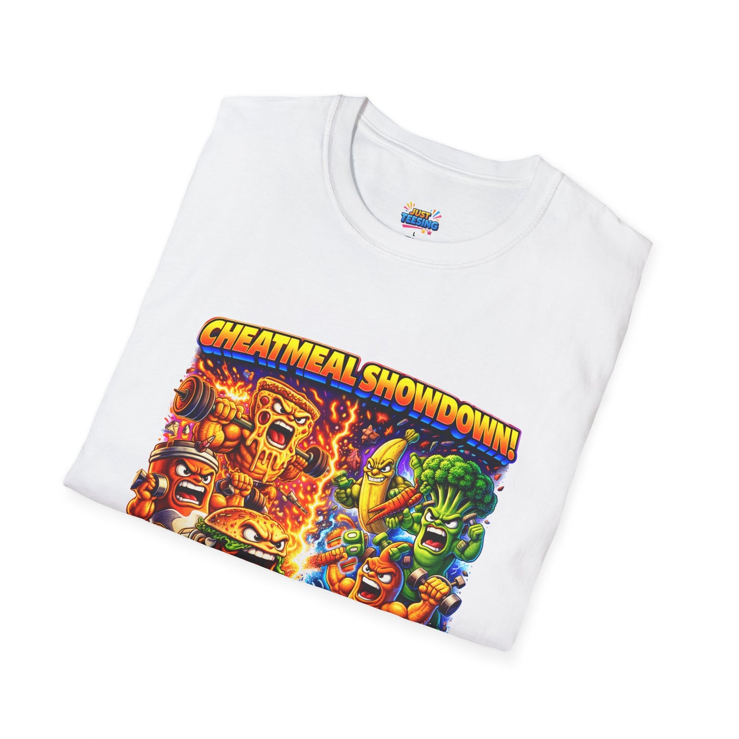 T-Shirt — "Cheatmeal Showdown: Epic Food War" Retro Cartoon Graphic Tee