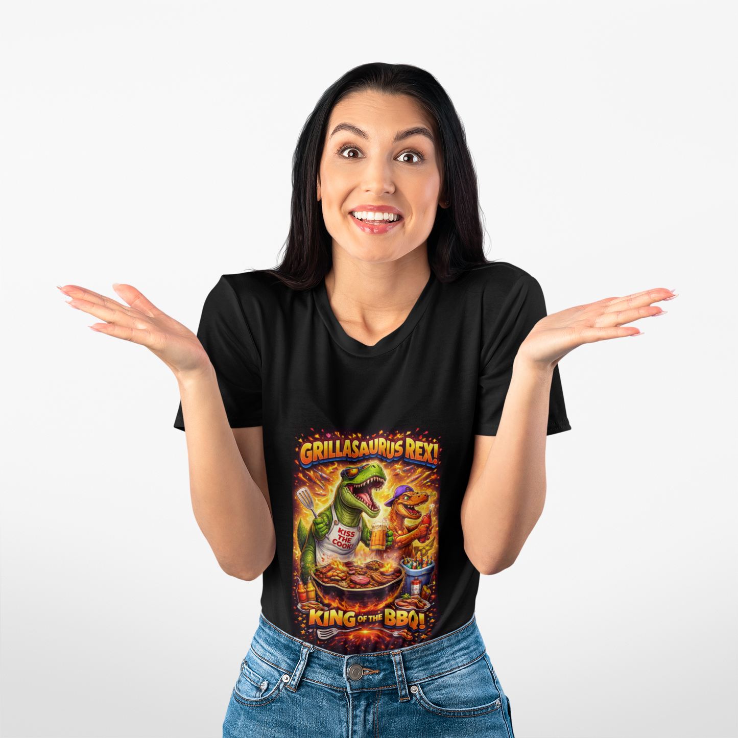 Grillasaurus Rex T-Shirt — King of the BBQ Dinosaur Grill Tee