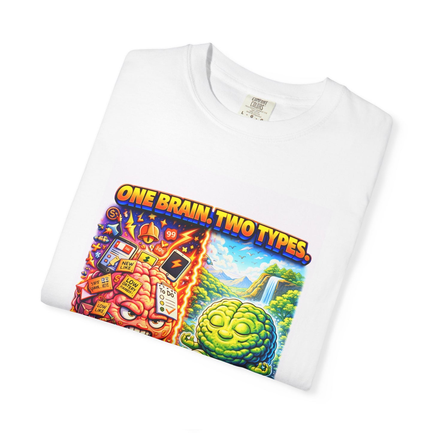Graphic T-Shirt — "One Brain, Two Types: Online vs Offline" Retro Humorous Tee