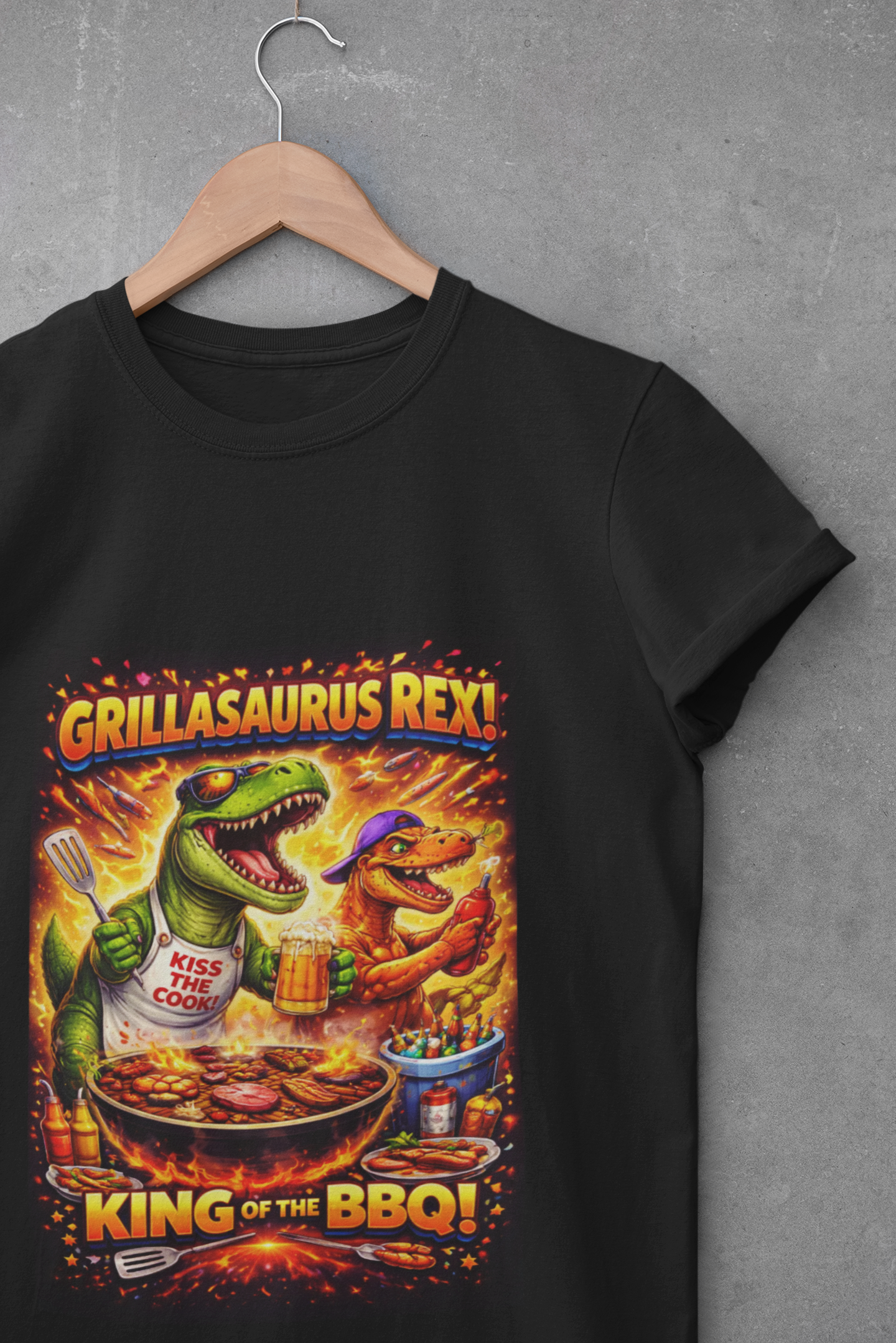 Grillasaurus Rex T-Shirt — King of the BBQ Dinosaur Grill Tee