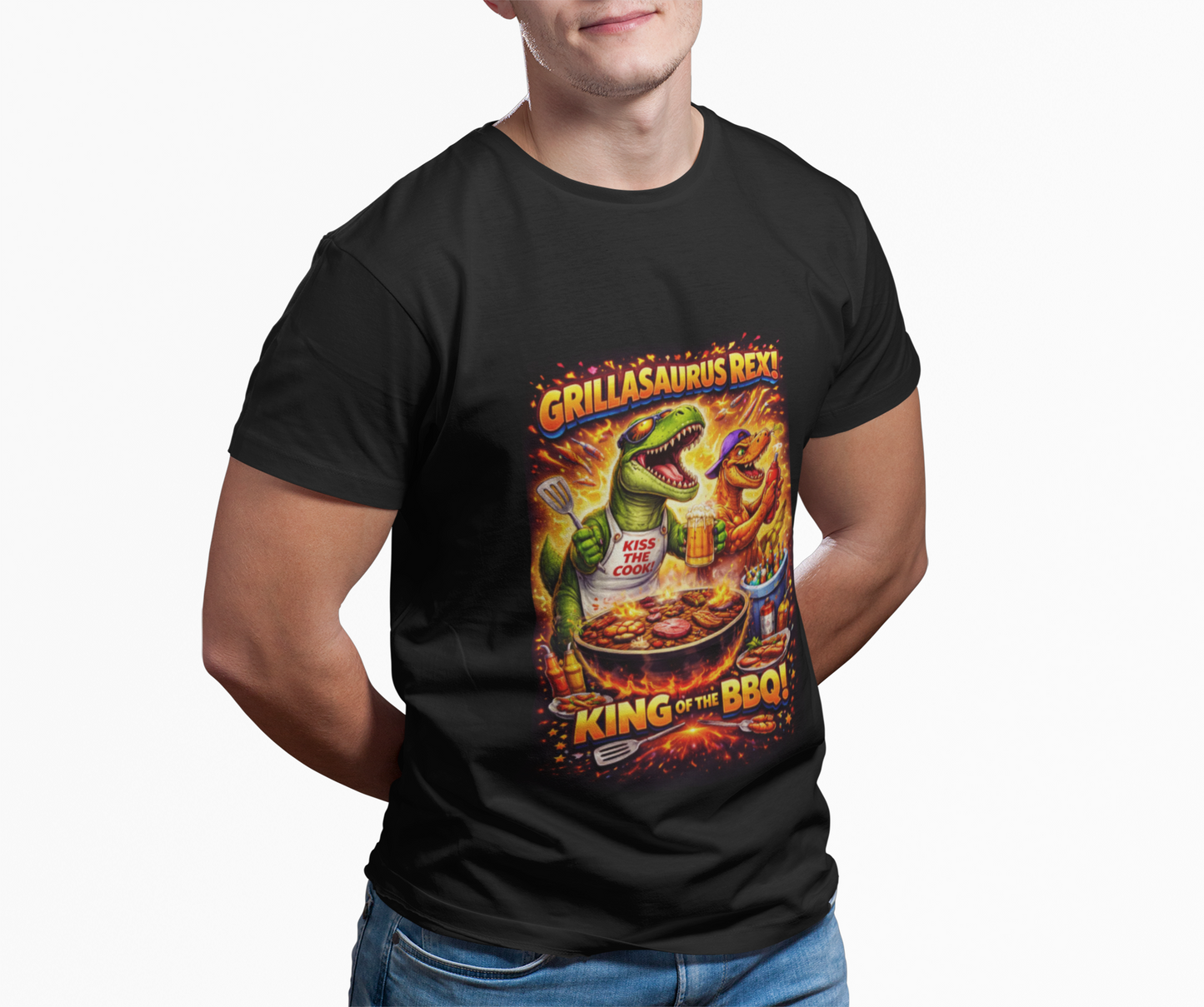 Grillasaurus Rex T-Shirt — King of the BBQ Dinosaur Grill Tee