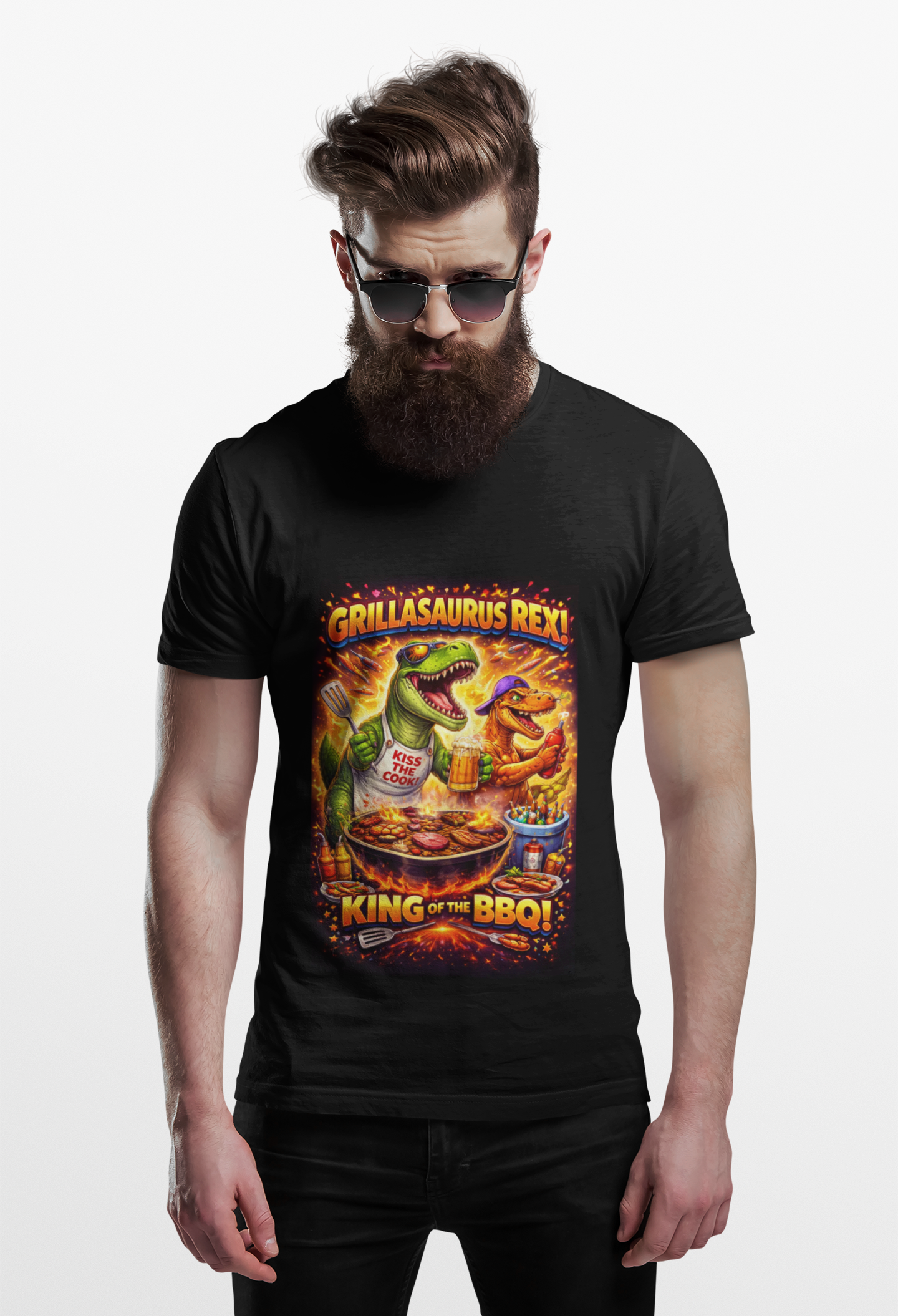 Grillasaurus Rex T-Shirt — King of the BBQ Dinosaur Grill Tee