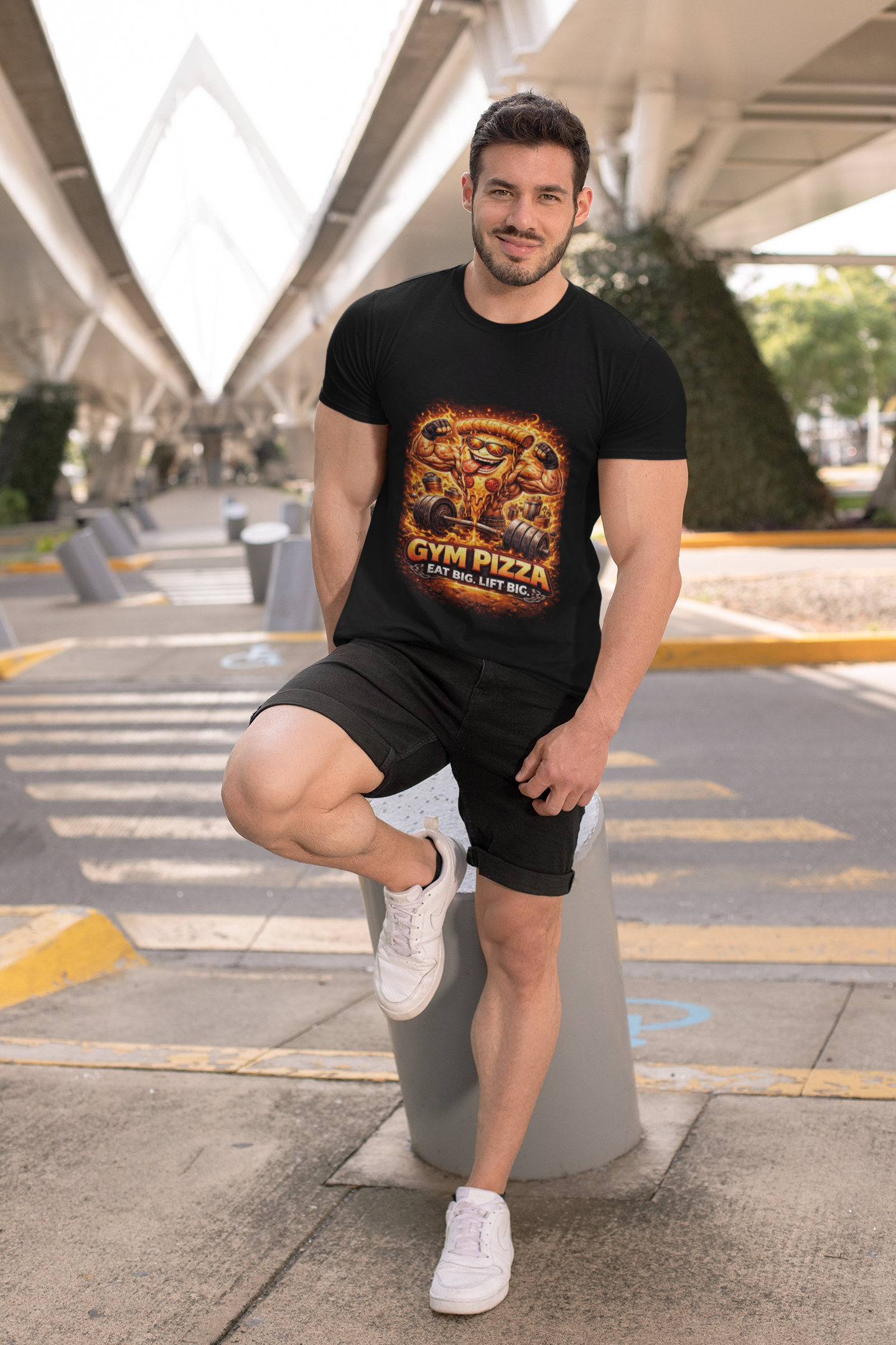 Gym Pizza T-Shirt — "Eat Big, Lift Big" Funny Fitness Pizza Tee