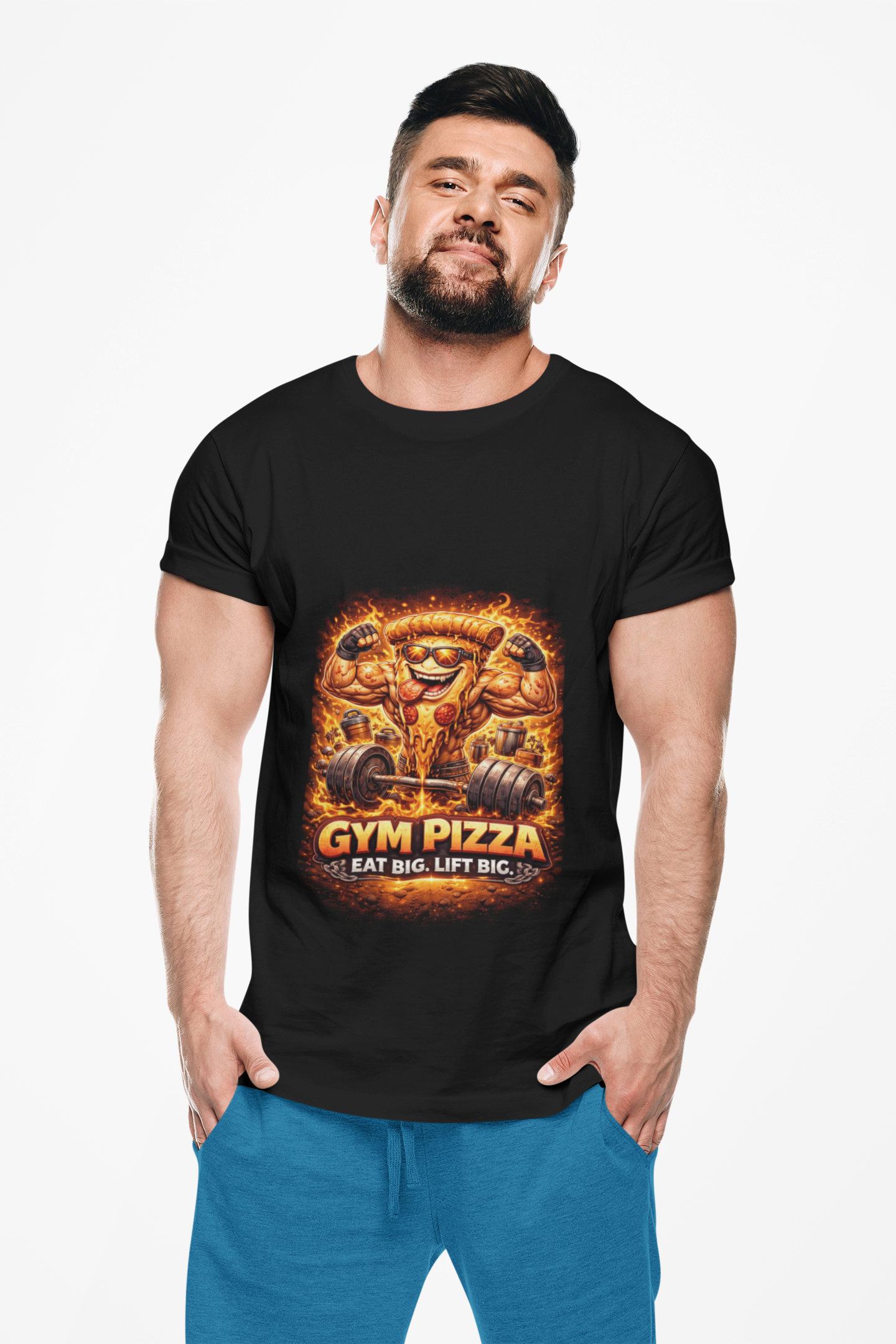 Gym Pizza T-Shirt — "Eat Big, Lift Big" Funny Fitness Pizza Tee