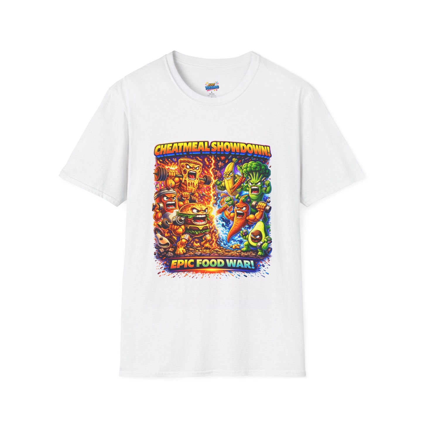T-Shirt — "Cheatmeal Showdown: Epic Food War" Retro Cartoon Graphic Tee