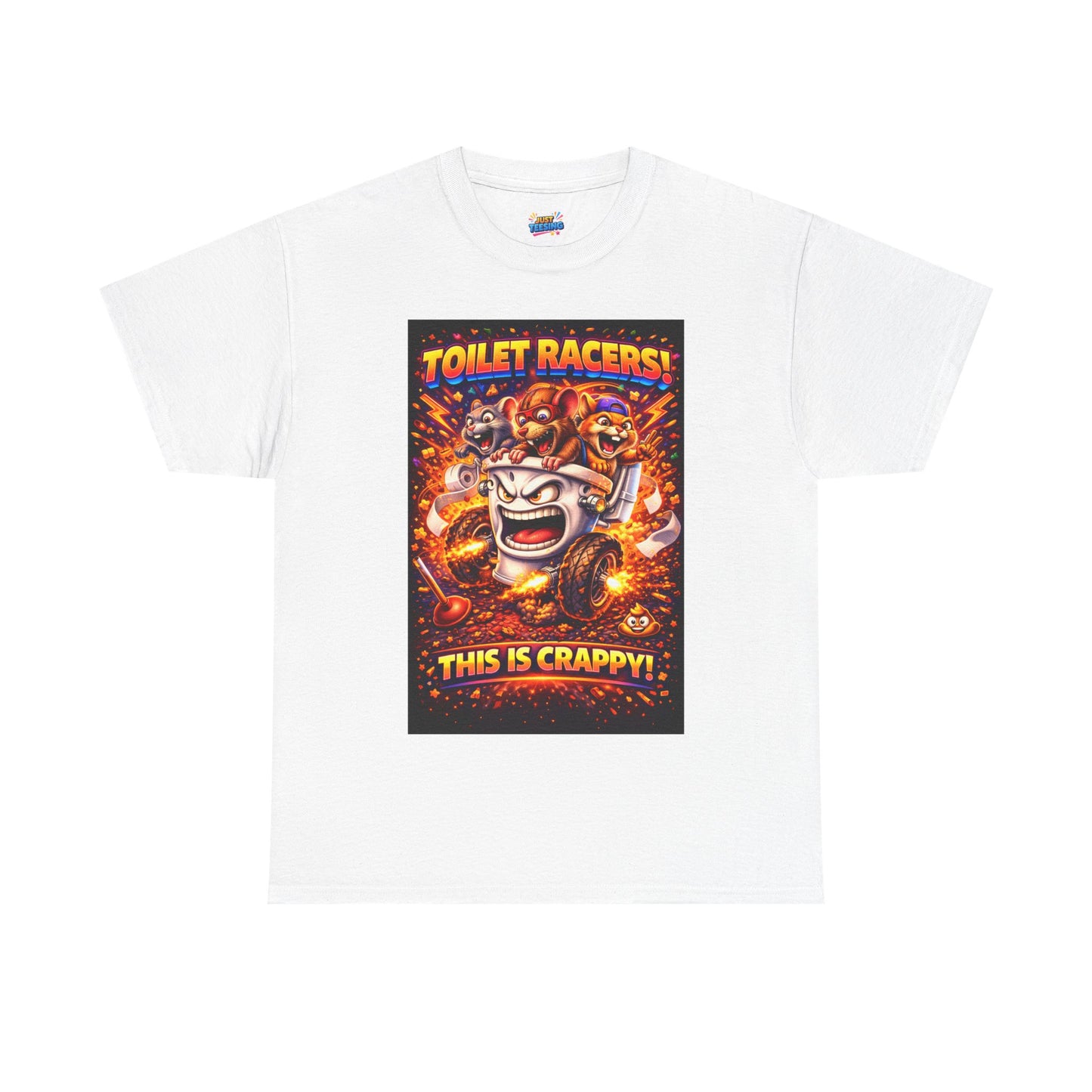 Toilet Racers! This Is Crappy! Graphic Tee - Funny Retro Racing Cartoon T-Shirt