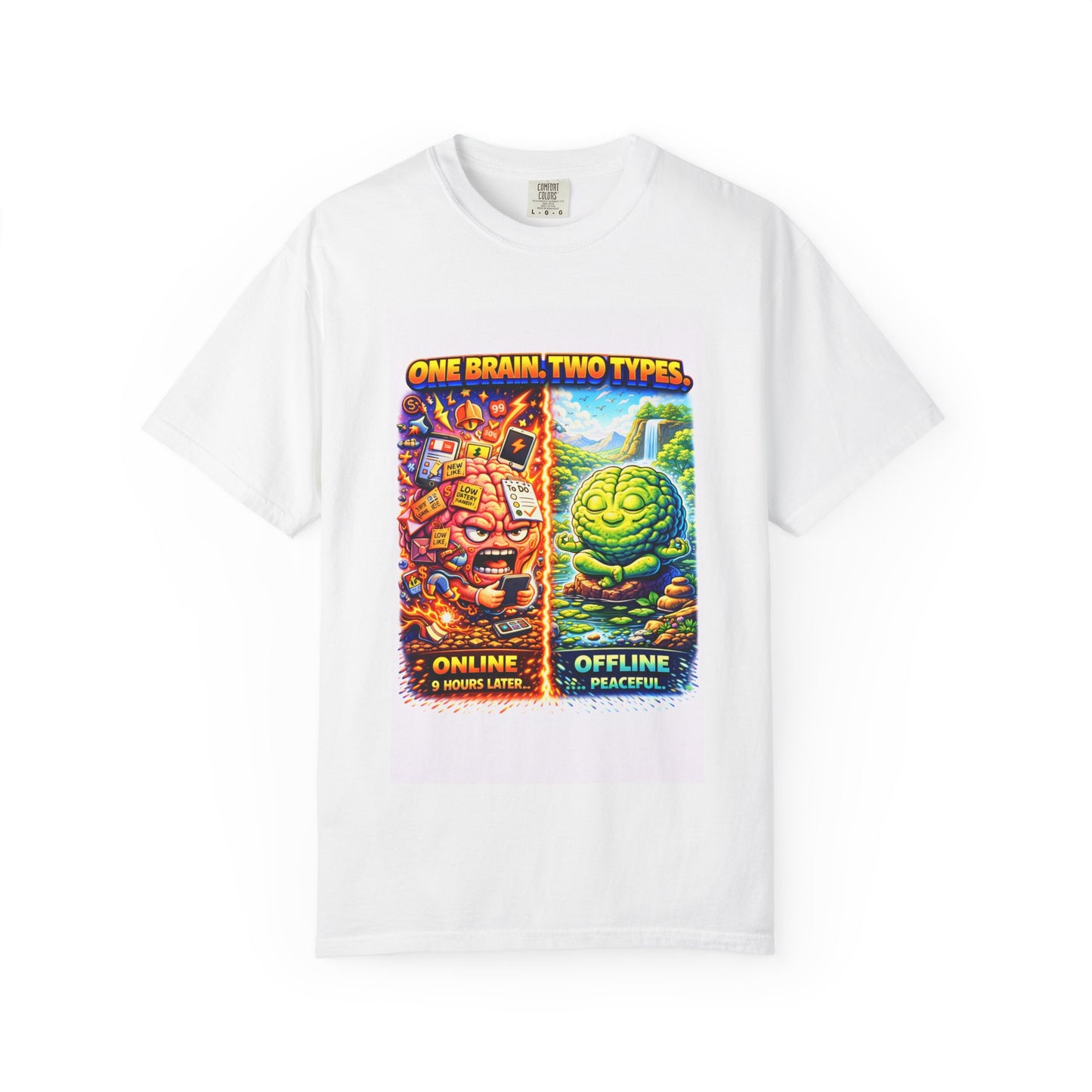 Graphic T-Shirt — "One Brain, Two Types: Online vs Offline" Retro Humorous Tee