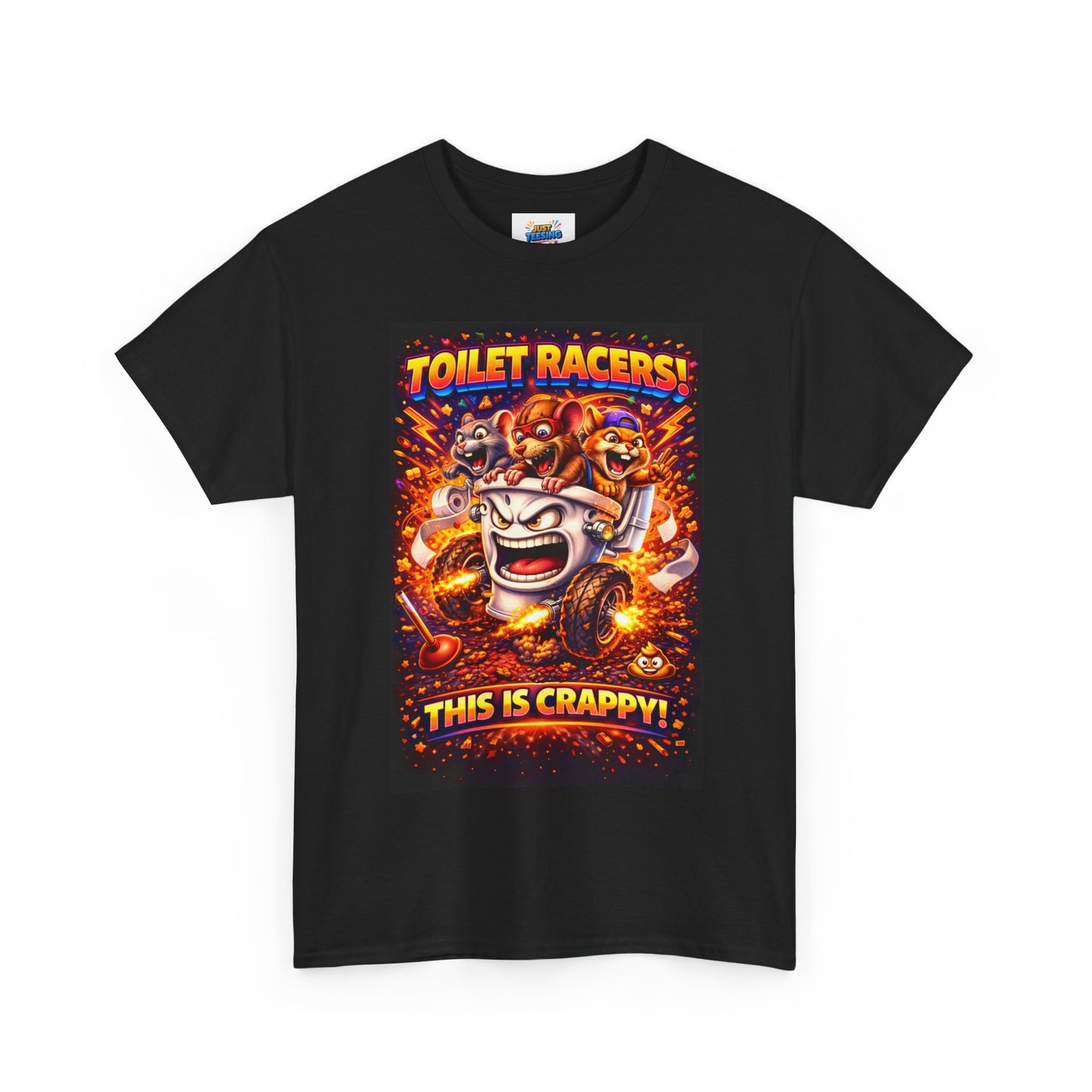 Toilet Racers! This Is Crappy! Graphic Tee - Funny Retro Racing Cartoon T-Shirt