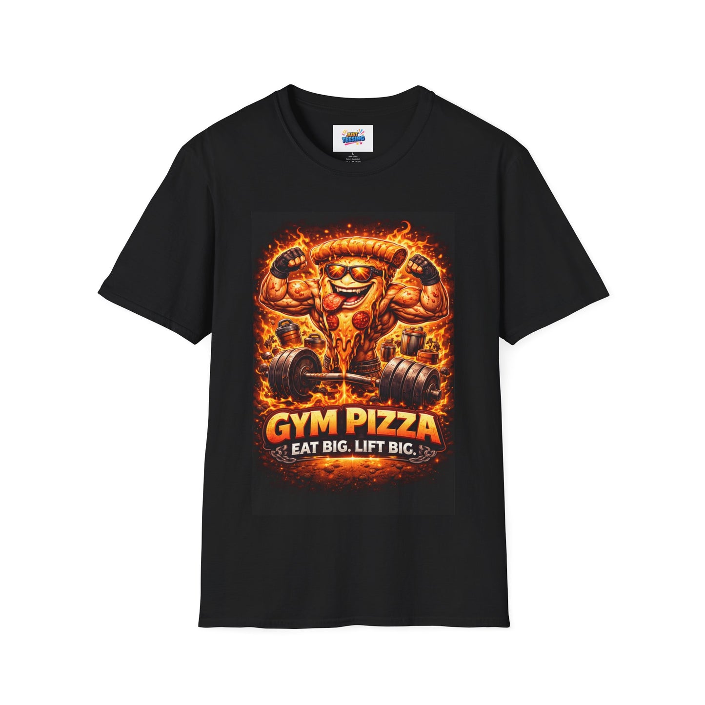 Gym Pizza T-Shirt — "Eat Big, Lift Big" Funny Fitness Pizza Tee